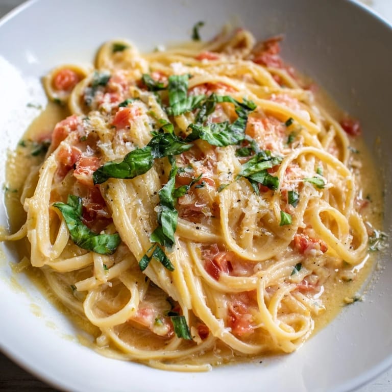 Rich and savory roasted garlic pasta sauce, served with fresh basil and Parmesan cheese.