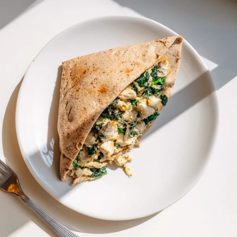 Freshly baked spinach artichoke chicken stuffed pita resting on a rustic plate with lemon wedges and parsley, ready to enjoy.