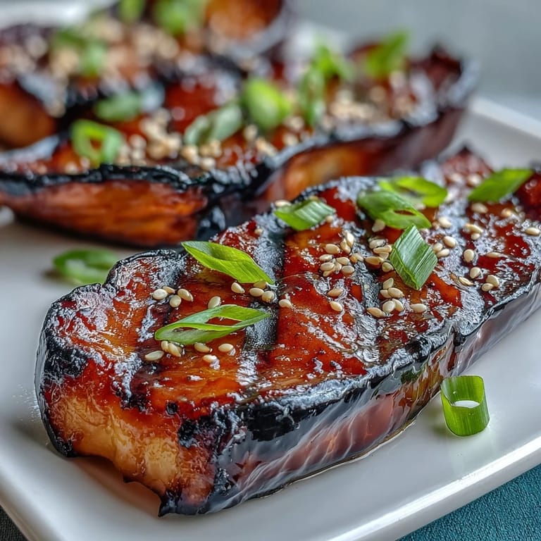 Rich and savory miso glazed eggplant, roasted to tender perfection with a sweet umami coating.