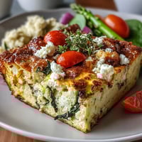 Fluffy Sheet Pan Easter Frittata loaded with spring vegetables and fresh herbs, baked golden and ready to slice.